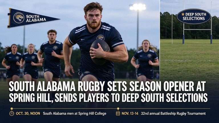 Illustration for the news story: South Alabama Rugby Sets Season Opener at Spring Hill, Sends Players to Deep South Selections