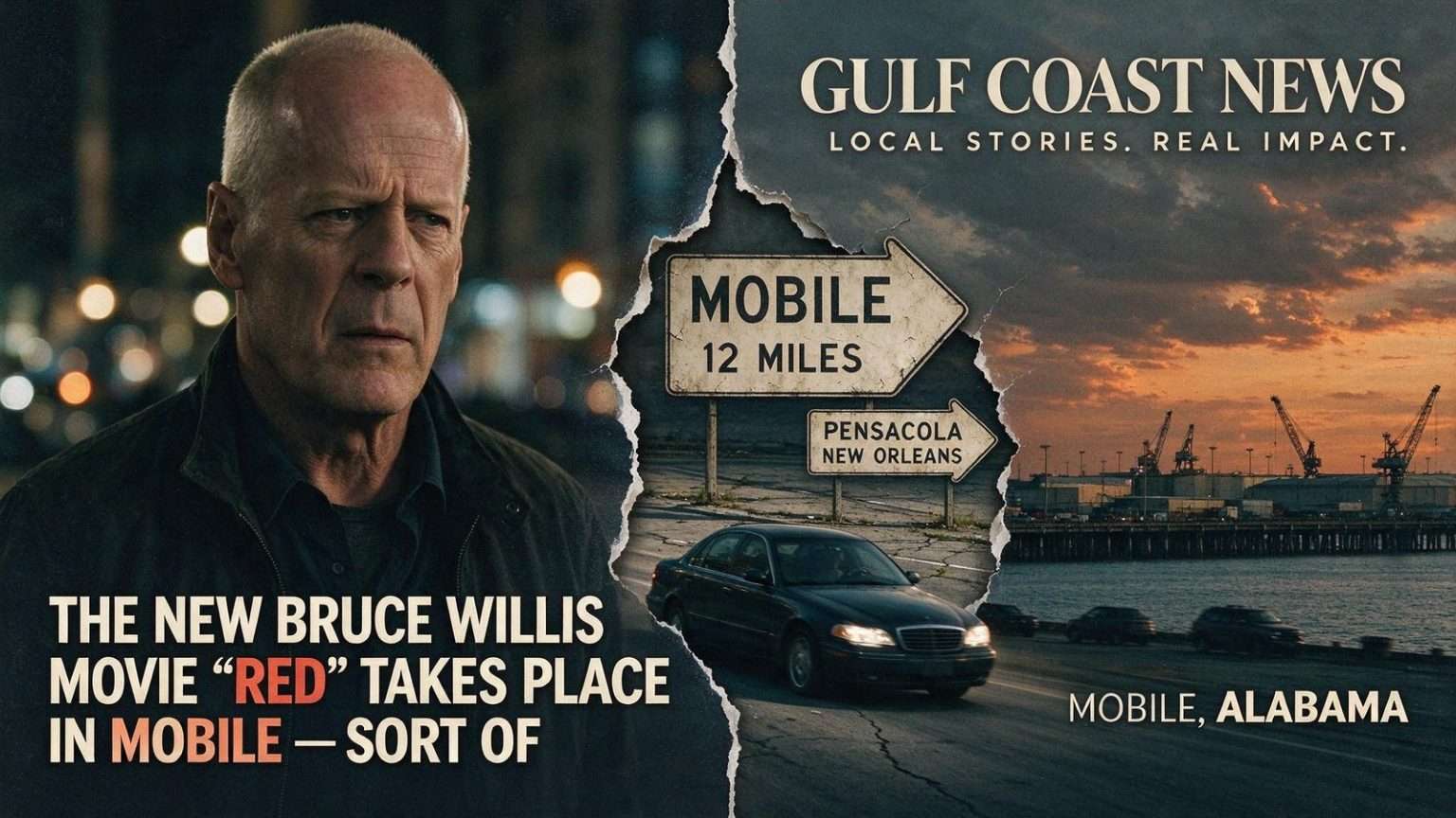 Illustration for the news story: The New Bruce Willis Movie “Red” Takes Place in Mobile — Sort Of