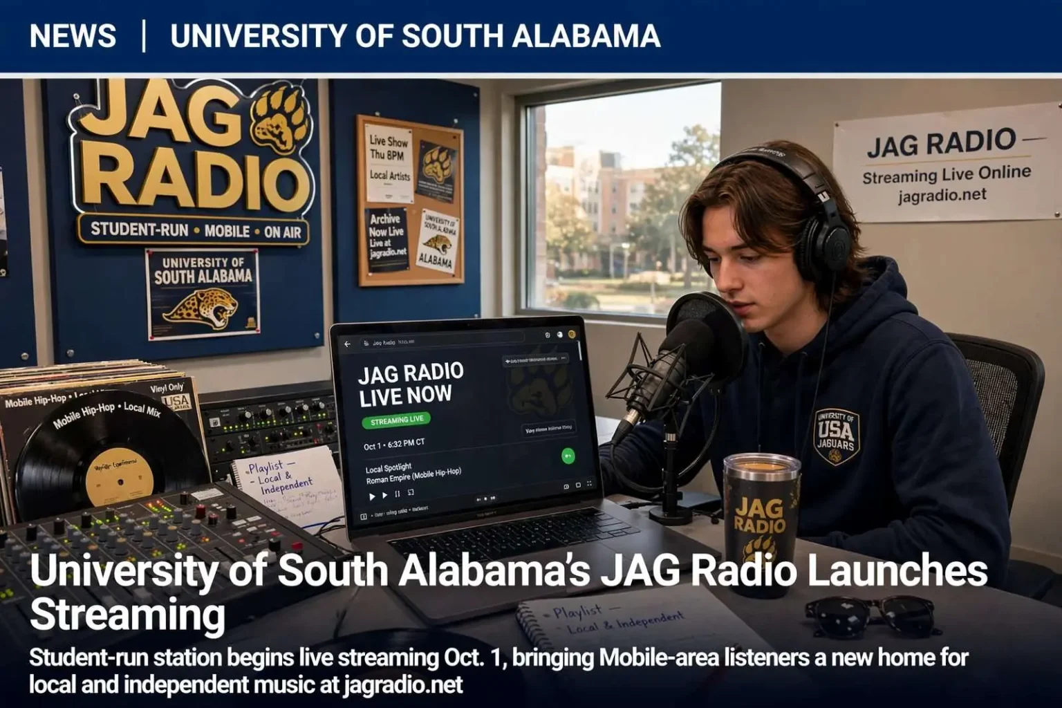 Illustration for the news story: University of South Alabama’s JAG Radio Launches Online Streaming