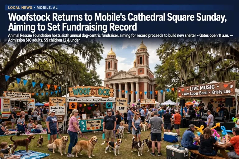 Illustration for the news story: Woofstock Returns to Mobile’s Cathedral Square Sunday, Aiming to Set Fundraising Record