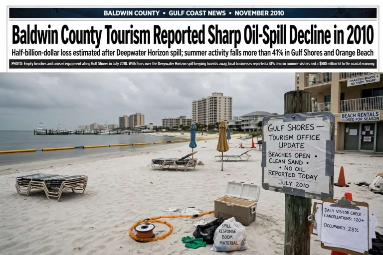 Illustration for the news story: Baldwin County Tourism Reported Sharp Oil-Spill Decline in 2010