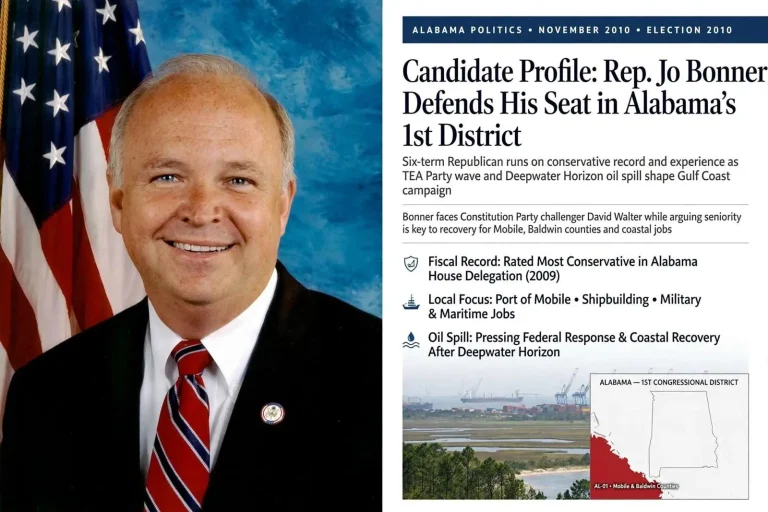 Illustration for the news story: Candidate Profile: Rep. Jo Bonner Defends His Seat in Alabama’s 1st District