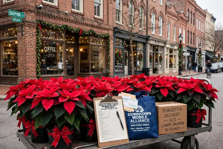 Illustration for the news story: Downtown Mobile Alliance Takes Poinsettia Orders for December Delivery