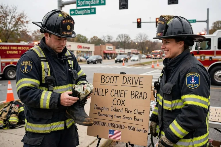 Illustration for the news story: Mobile Fire-Rescue Holds Boot Drives to Help Dauphin Island Fire Chief Recovering From Burns