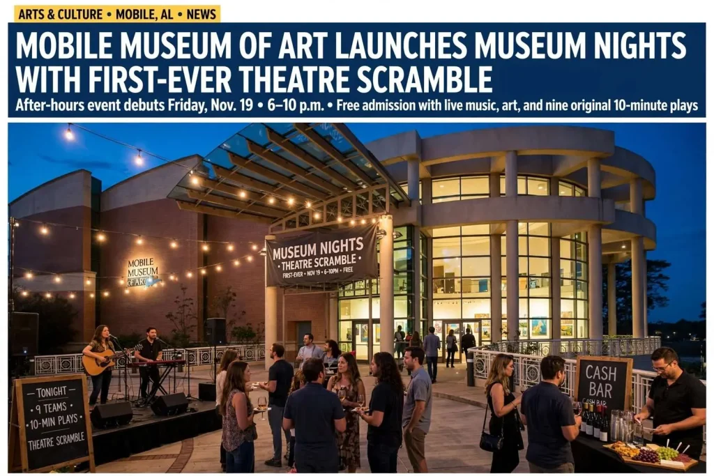 Illustration for the news story: Mobile Museum of Art Launches Museum Nights With First-Ever Theatre Scramble