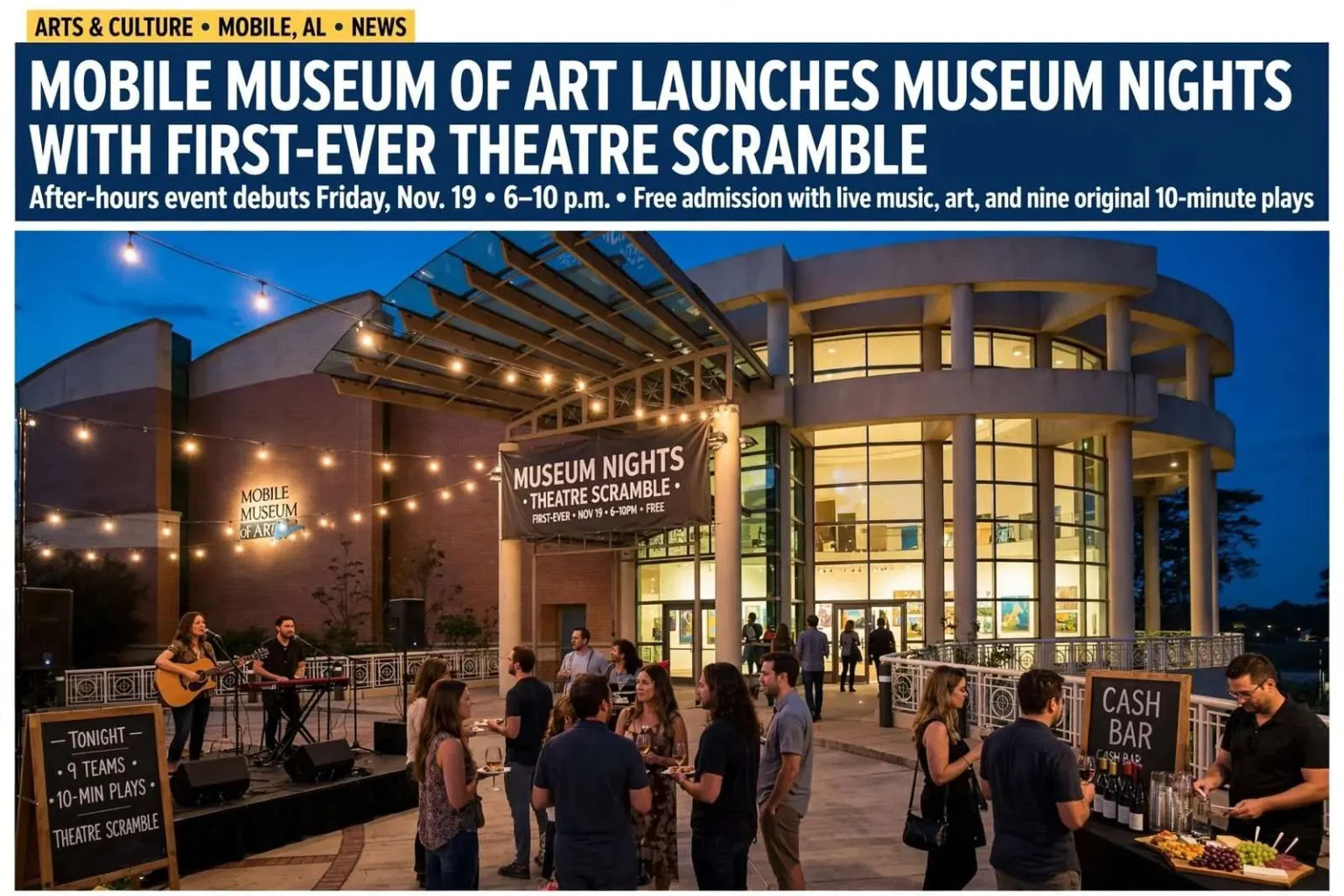 Illustration for the news story: Mobile Museum of Art Launches Museum Nights With First-Ever Theatre Scramble