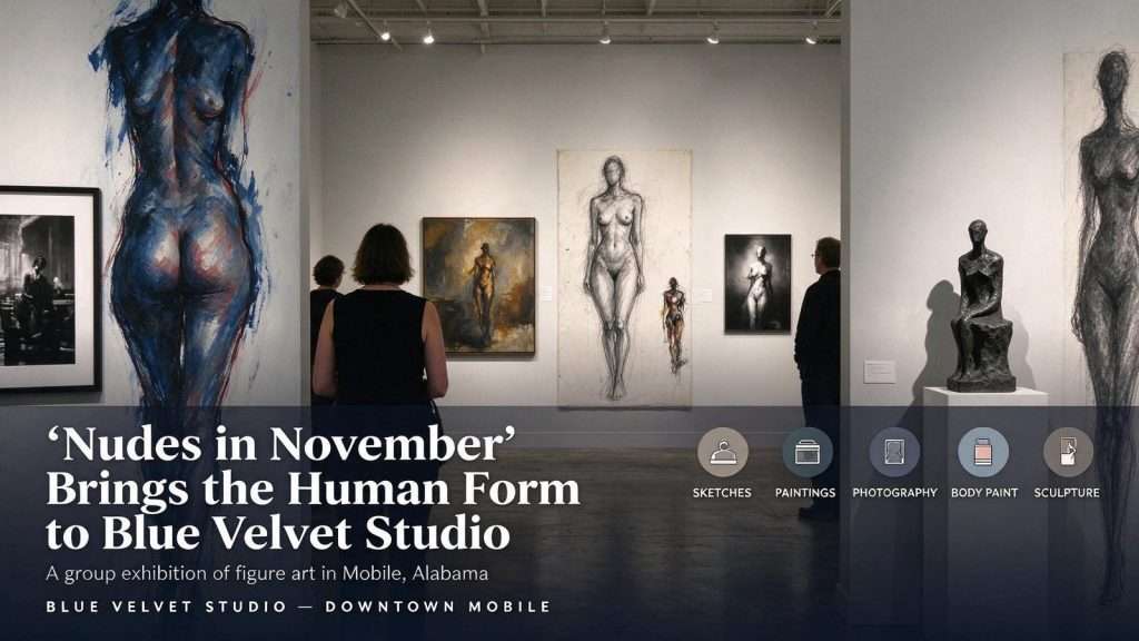 Illustration for the news story: ‘Nudes in November’ Brings the Human Form to Blue Velvet Studio