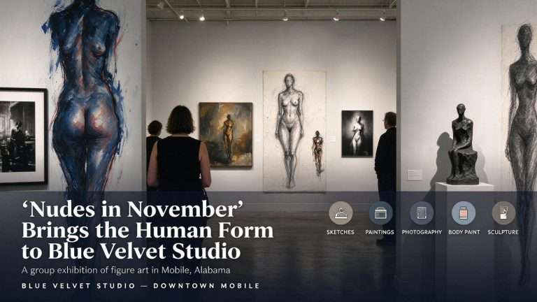 Illustration for the news story: ‘Nudes in November’ Brings the Human Form to Blue Velvet Studio