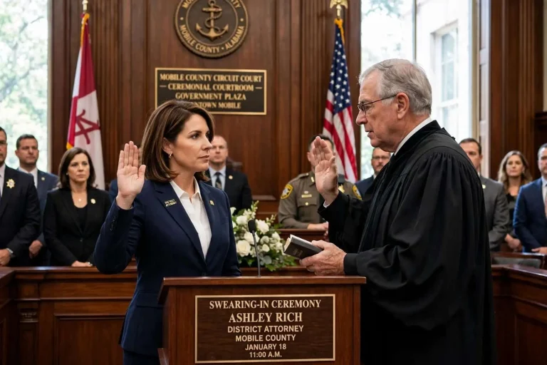 Illustration for the news story: Ashley Rich to Be Sworn In as Mobile County’s First Woman District Attorney