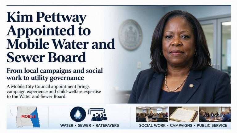 Illustration for the news story: Kim Pettway Appointed to Mobile Water and Sewer Board