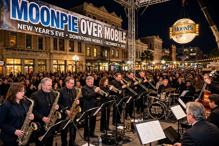 Illustration for the news story: Mobile Big Band Society Brings Swing Era Sound to MoonPie Over Mobile
