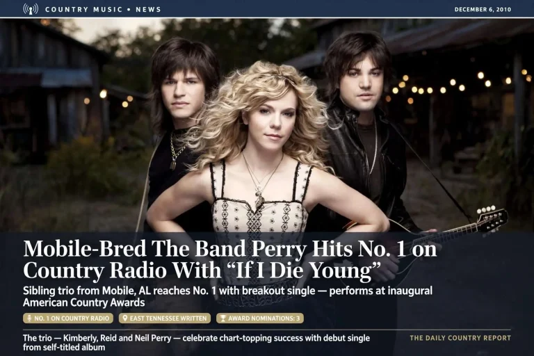Illustration for the news story: Mobile-Bred The Band Perry Hits No. 1 on Country Radio With ‘If I Die Young’