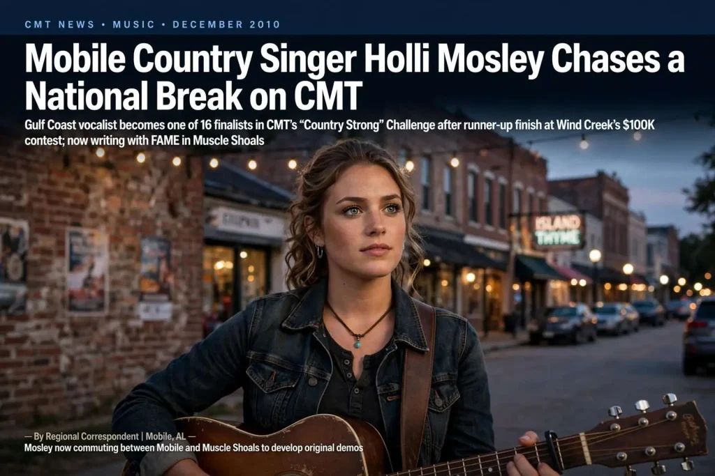 Illustration for the news story: Mobile Country Singer Holli Mosley Chases a National Break on CMT