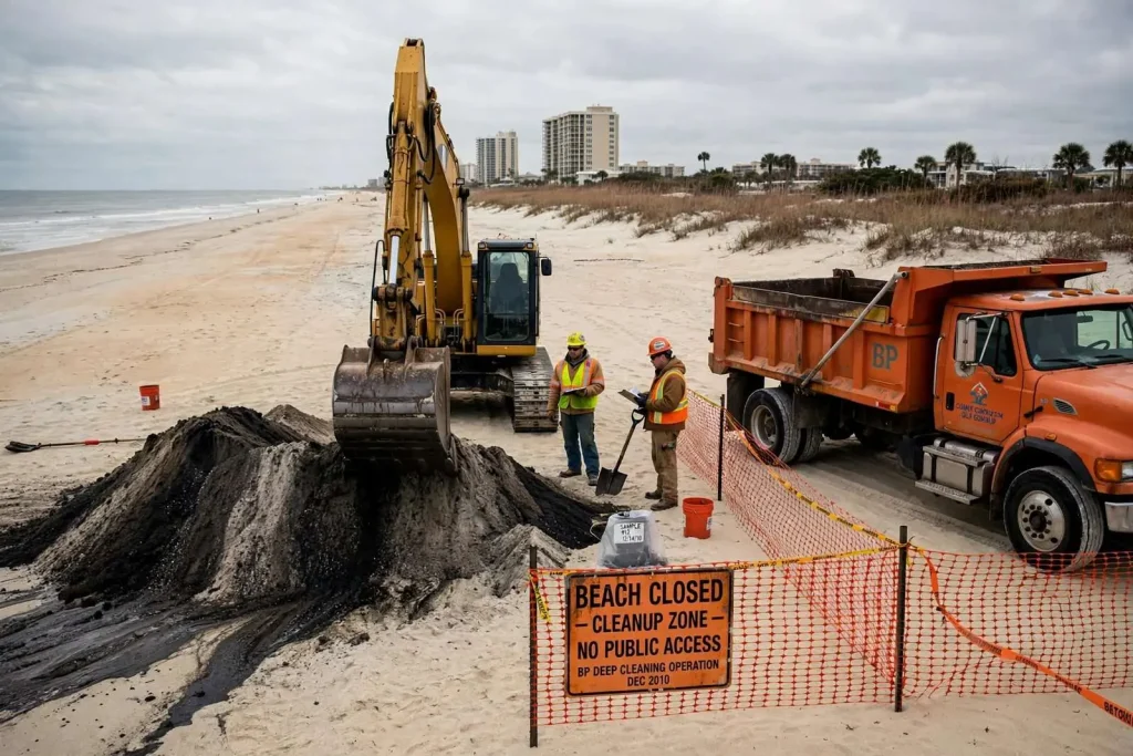 Illustration for the news story: Orange Beach Deep Cleaning Nearing Completion in 2010