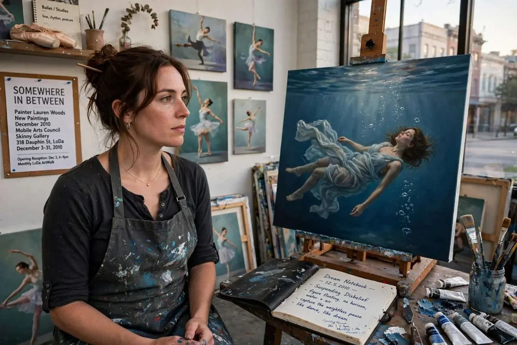 Illustration for the news story: Q&A: Painter Lauren Woods on Dreams, Dance and Mobile’s Art Scene