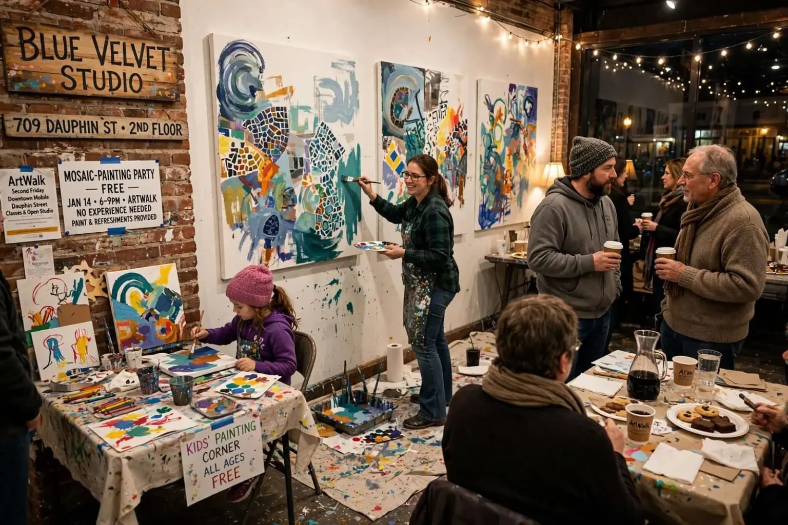 Illustration for the news story: Blue Velvet Studio Hosts Mosaic-Painting Party During January ArtWalk on Dauphin Street