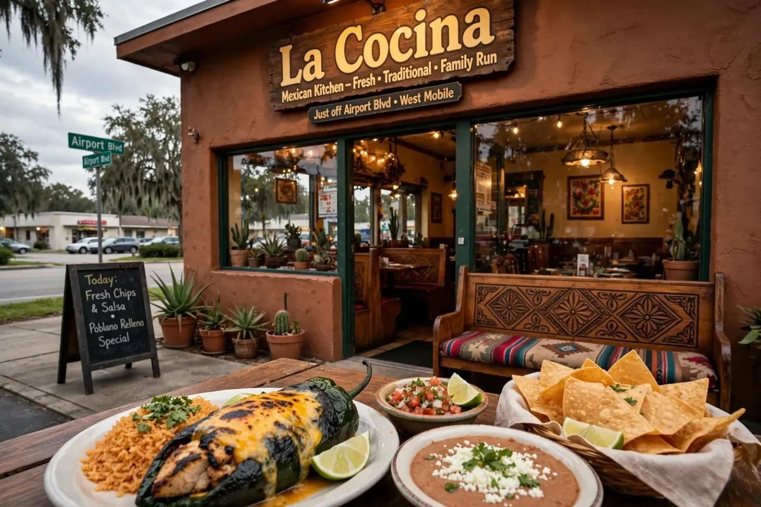 Illustration for the news story: La Cocina Serves Tasty Mexican Fare off Airport Boulevard in West Mobile