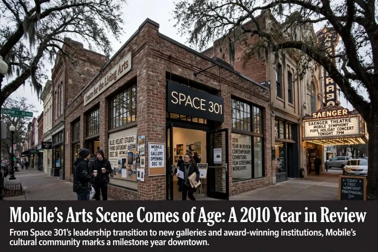 Illustration for the news story: Mobile’s Arts Scene Comes of Age: A 2010 Year in Review