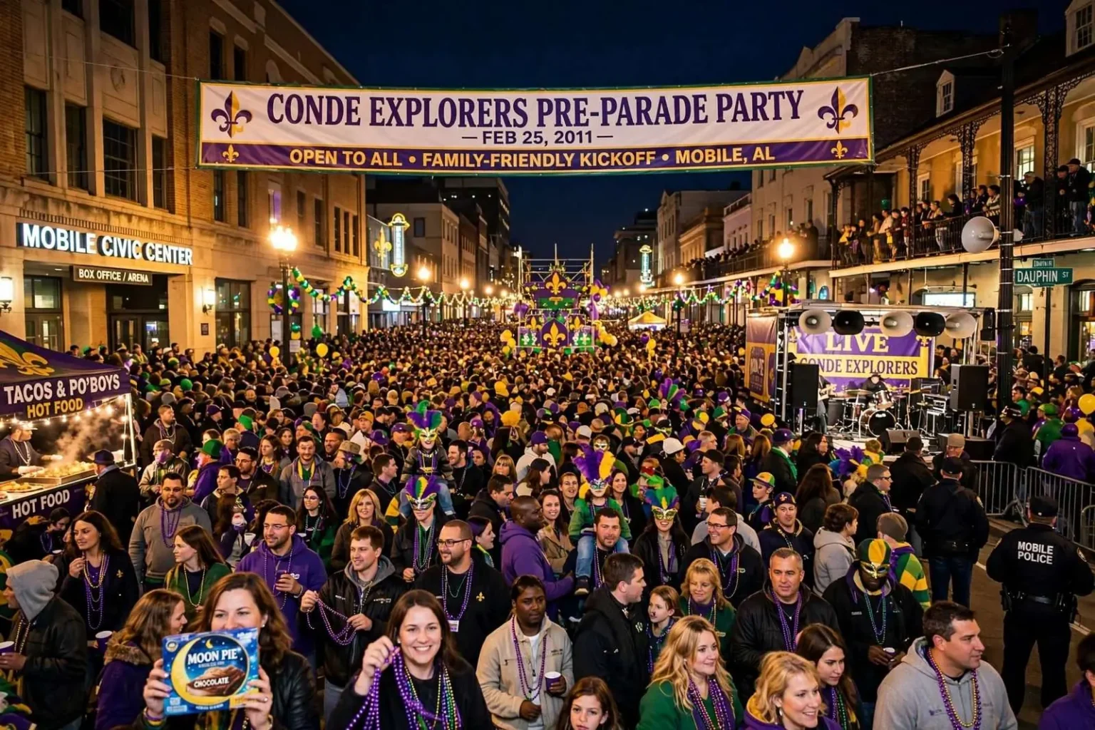Illustration for the news story: An Estimated 87,000 Turned Out for the Conde Explorers’ Pre-Parade Party