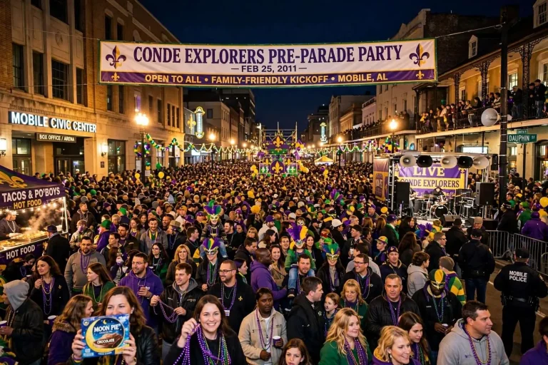 Illustration for the news story: An Estimated 87,000 Turned Out for the Conde Explorers’ Pre-Parade Party
