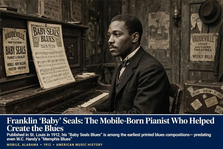 Illustration for the news story: Franklin ‘Baby’ Seals: The Mobile-Born Pianist Who Helped Create the Blues
