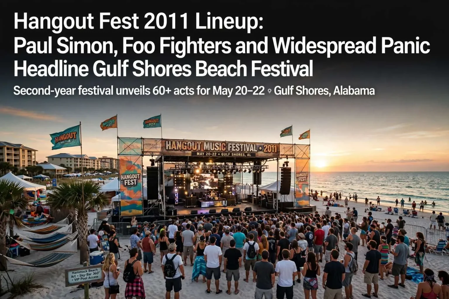 Illustration for the news story: Hangout Fest 2011 Lineup: Paul Simon, Foo Fighters and Widespread Panic Headline Gulf Shores Beach Festival