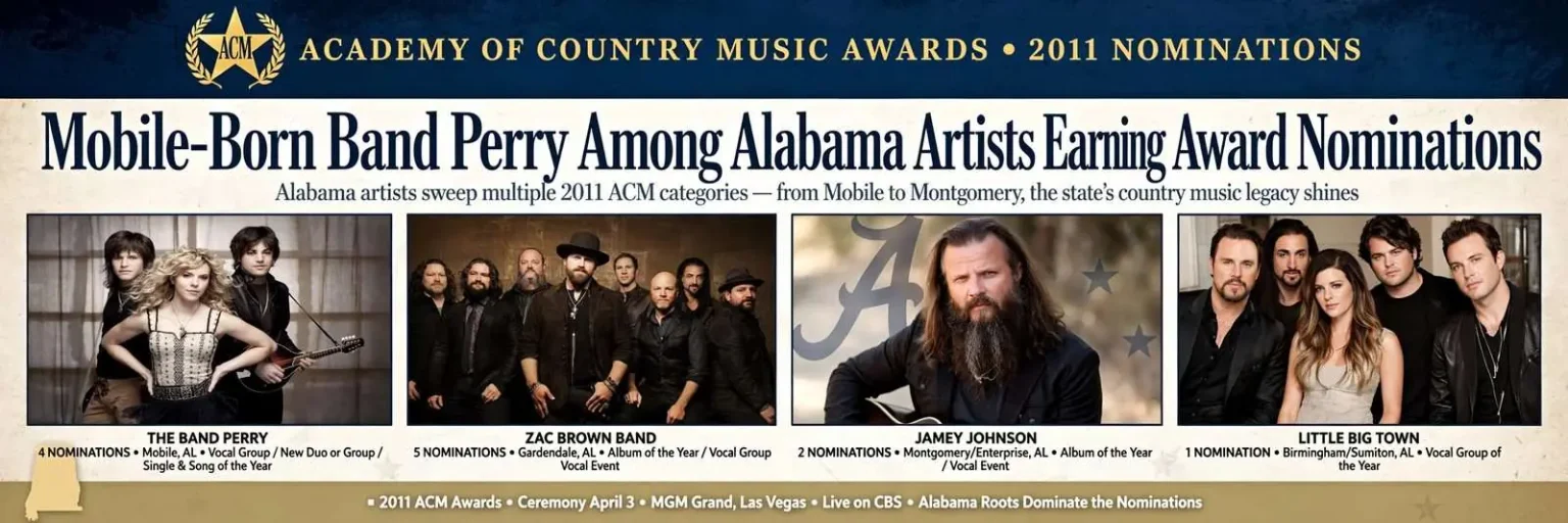 Illustration for the news story: Mobile-Born Band Perry Among Alabama Artists Earning ACM Award Nominations