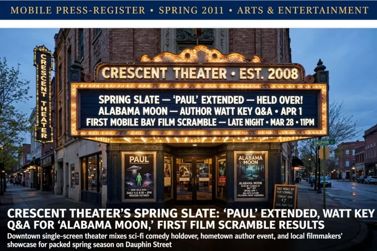 Illustration for the news story: Crescent Theater’s Spring Slate: ‘Paul’ Extended, Watt Key Q&A for ‘Alabama Moon,’ First Film Scramble Results