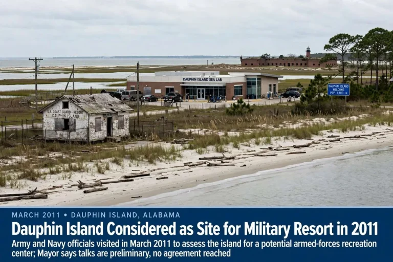 Illustration for the news story: Dauphin Island Considered as Site for Military Resort in 2011