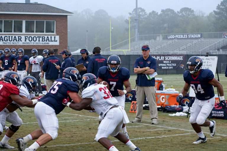Illustration for the news story: South Alabama Completes Second Week of Spring Football Practice With 100-Play Scrimmage