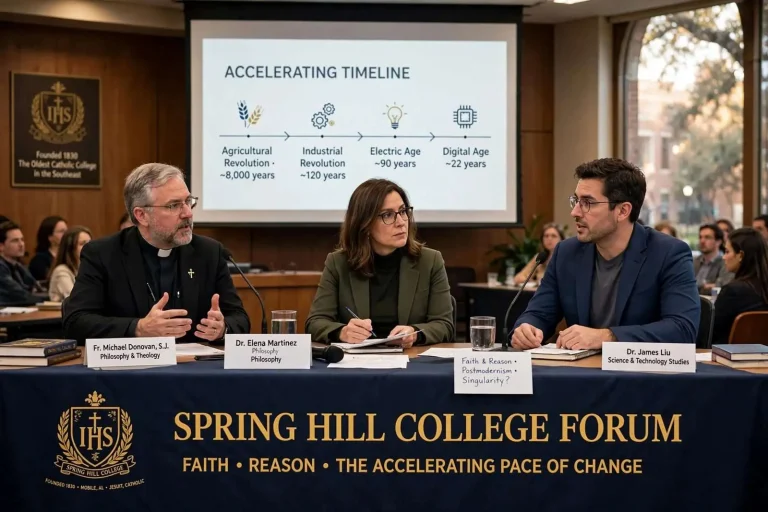 Illustration for the news story: Spring Hill College Forum Explores Faith, Reason and the Accelerating Pace of Change