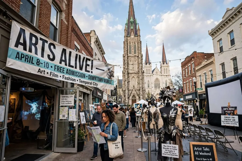 Illustration for the news story: Arts Alive! Fills Downtown Mobile With Art, Film and Fashion This Weekend