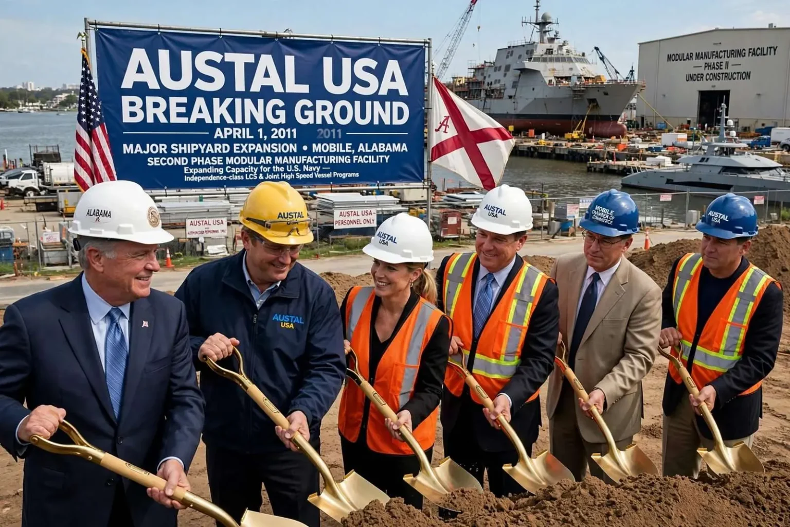 Illustration for the news story: Austal USA Breaks Ground on Major Shipyard Expansion in Mobile