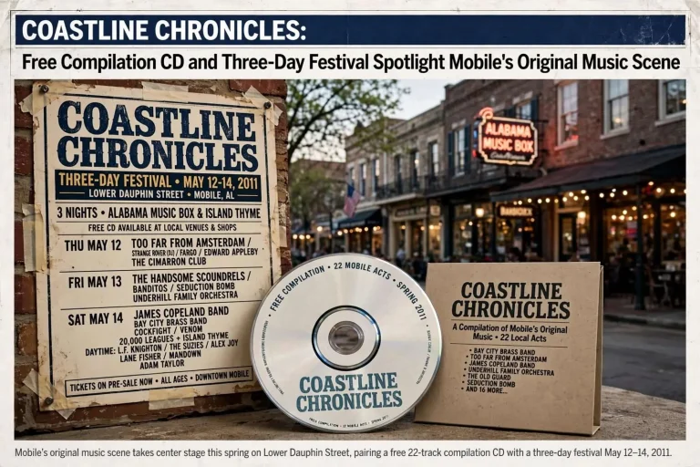 Illustration for the news story: Coastline Chronicles: Free Compilation CD and Three-Day Festival Spotlight Mobile’s Original Music Scene