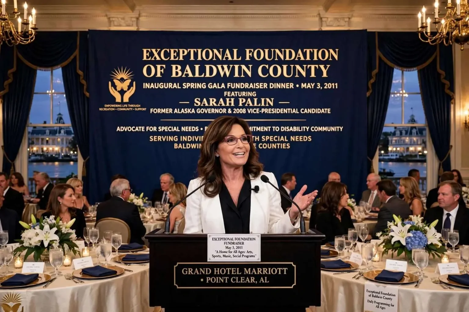 Illustration for the news story: Exceptional Foundation of Baldwin County Announces Fundraiser Dinner With Sarah Palin at Grand Hotel