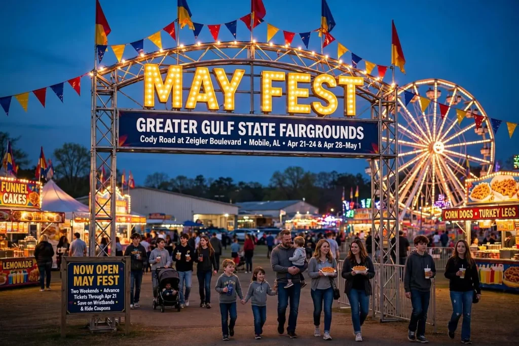 Illustration for the news story: May Fest Opens at the Greater Gulf State Fairgrounds With Discounted Advance Tickets Through April 21