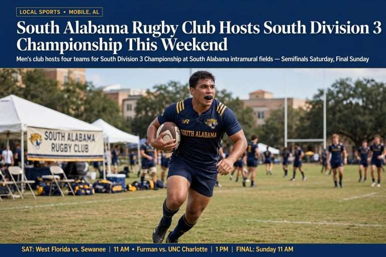 Illustration for the news story: South Alabama Rugby Club Hosts South Division 3 Championship This Weekend