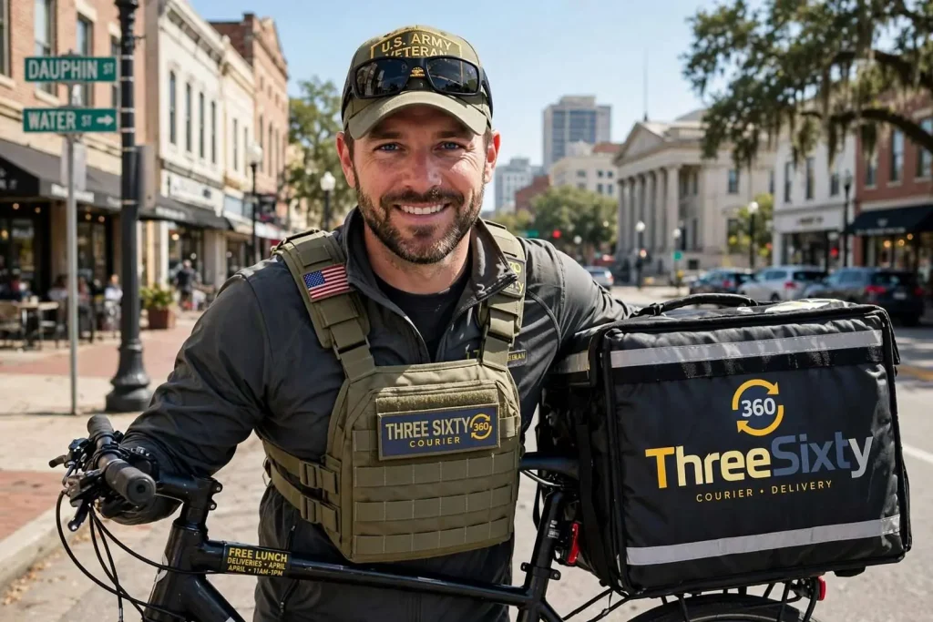 Illustration for the news story: Veteran Launches ThreeSixty, a Bicycle Courier Service Covering Downtown Mobile