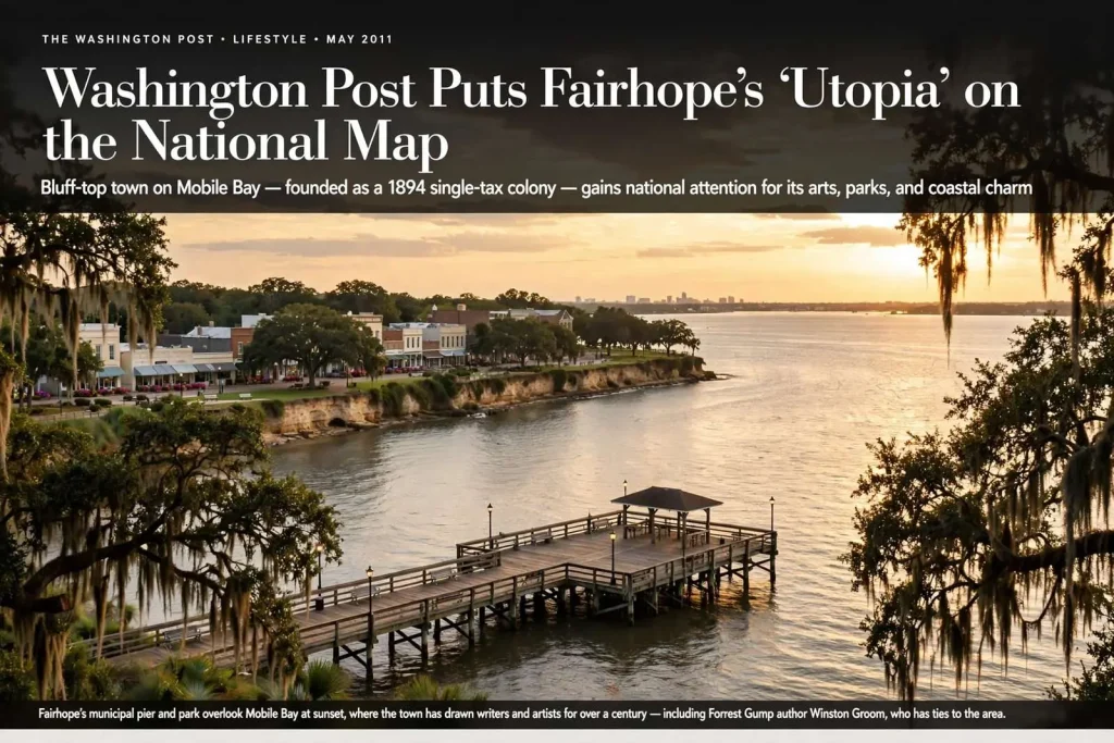 Illustration for the news story: Washington Post Puts Fairhope’s ‘Utopia’ on the National Map
