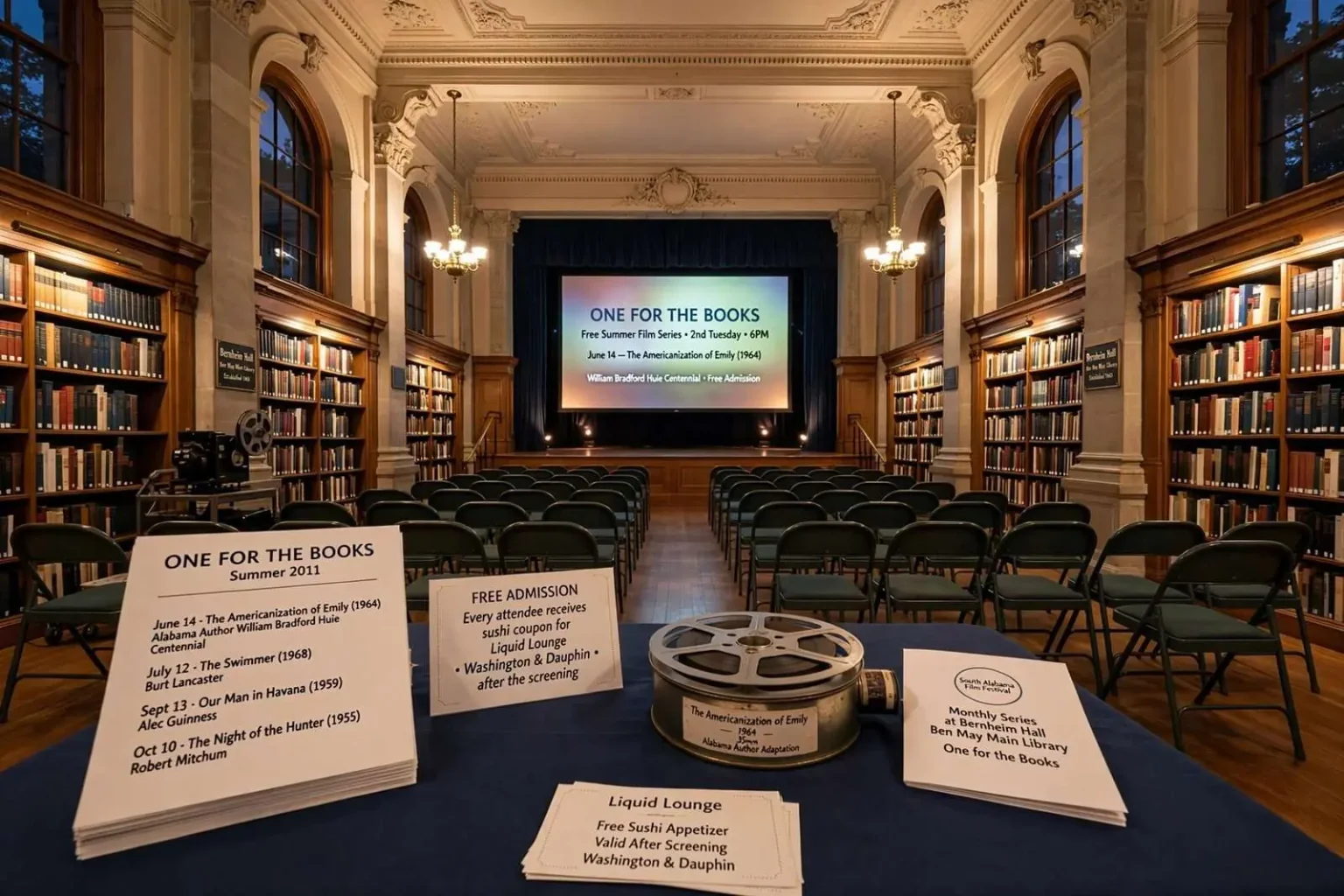 Illustration for the news story: Free Summer Film Series Pairs Book Classics With Bernheim Hall — Starting With an Alabama Author’s Own Story
