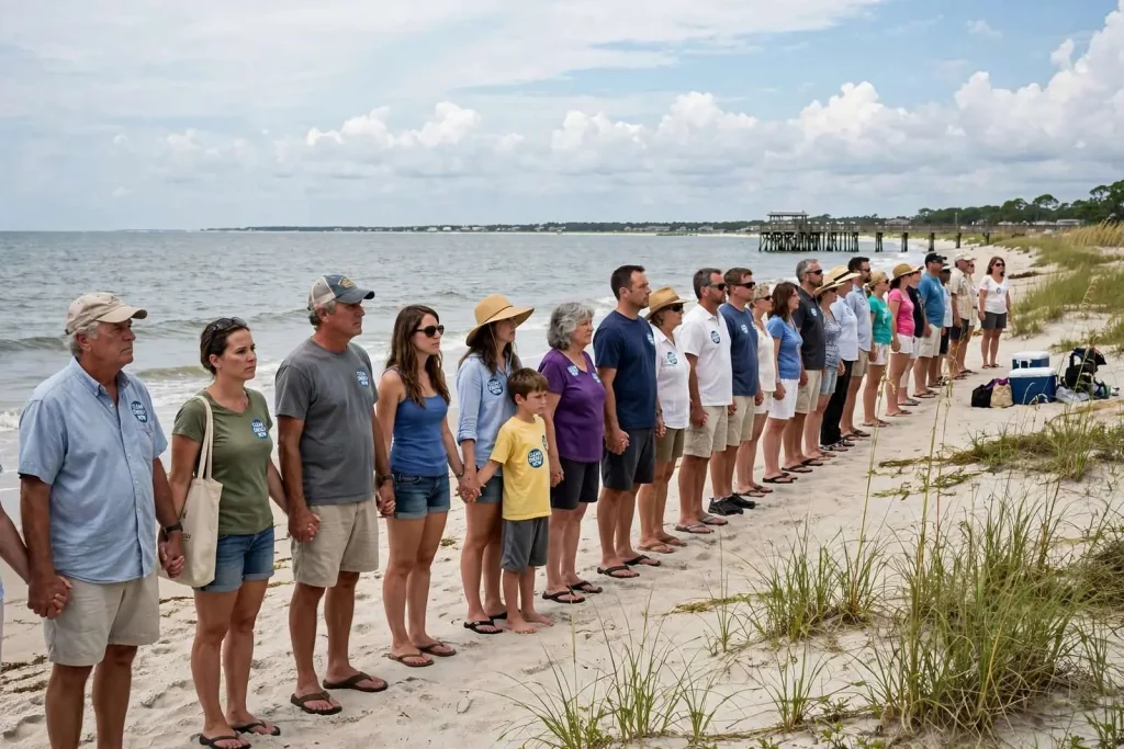 Illustration for the news story: Hands Across the Sand Events Planned for Fairhope, Gulf Shores and Dauphin Island