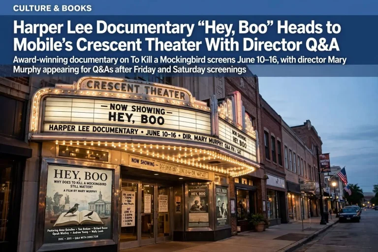 Illustration for the news story: Harper Lee Documentary “Hey, Boo” Heads to Mobile’s Crescent Theater With Director Q&A
