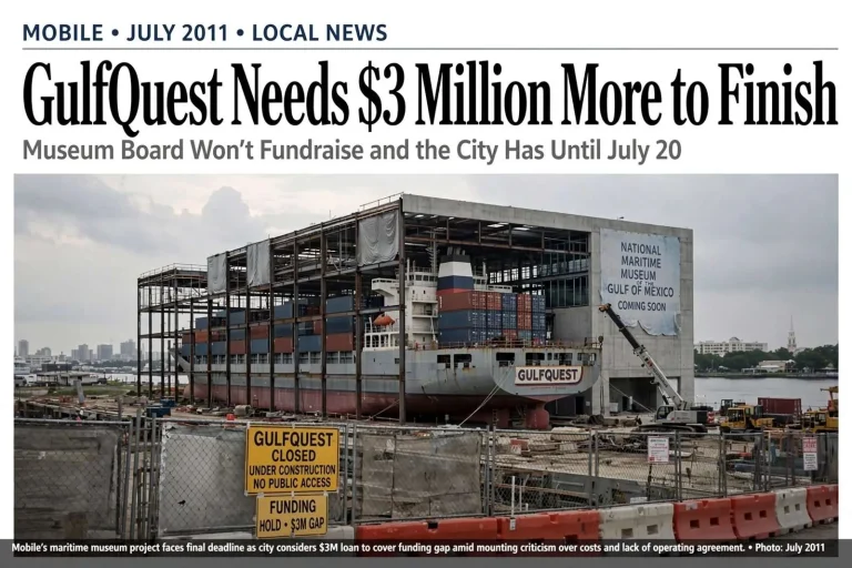 Illustration for the news story: GulfQuest Needs $3 Million More to Finish; Museum Board Won’t Fundraise and the City Has Until July 20