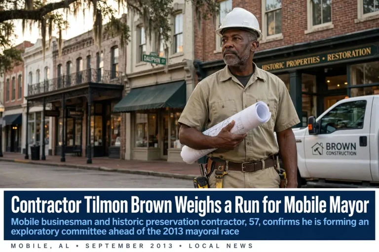 Illustration for the news story: Contractor Tilmon Brown Weighs a Run for Mobile Mayor
