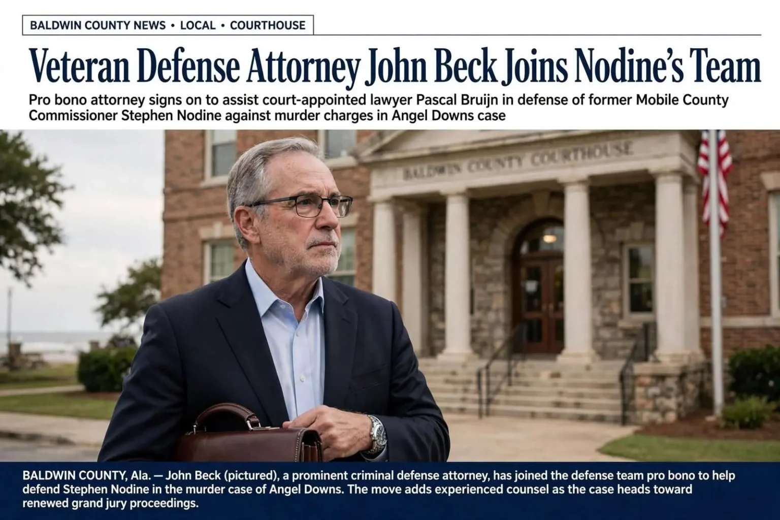 Illustration for the news story: Veteran Defense Attorney John Beck Joins Nodine’s Team