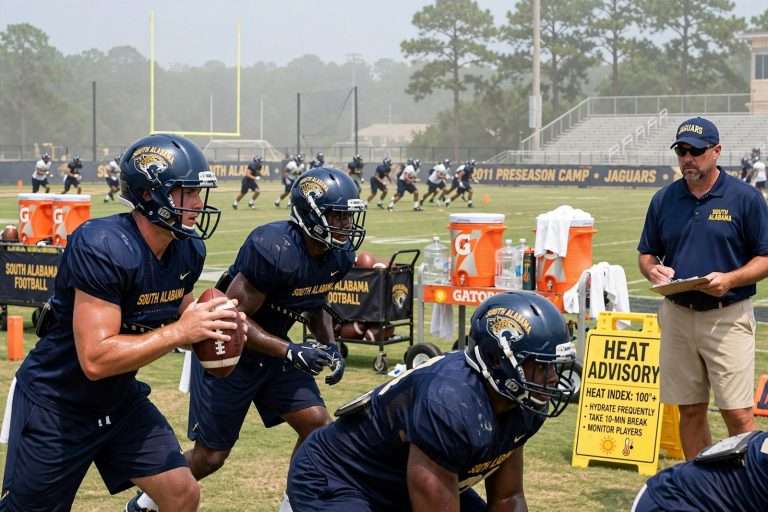 Illustration for the news story: South Alabama Opens 2011 Preseason Camp Under Heat Advisory