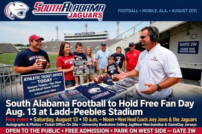 Illustration for the news story: South Alabama Football to Hold Free Fan Day Aug. 13 at Ladd-Peebles Stadium