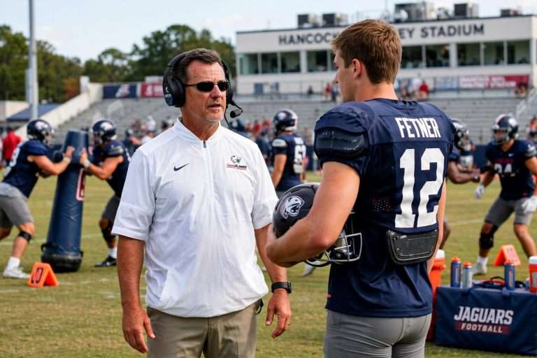 Illustration for the news story: Joey Jones Calls Final Two-a-Day ‘Average’ as South Alabama Awards Trey Fetner Scholarship
