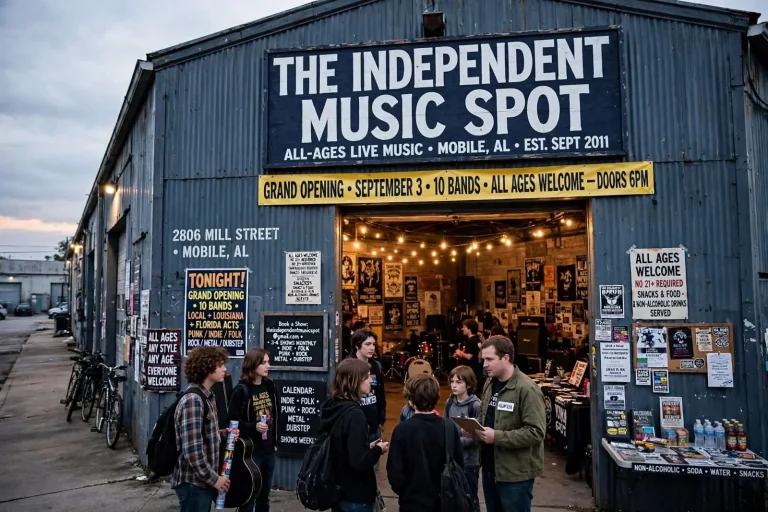 Illustration for the news story: The Independent Music Spot Brings All-Ages Live Music to a Mobile Warehouse