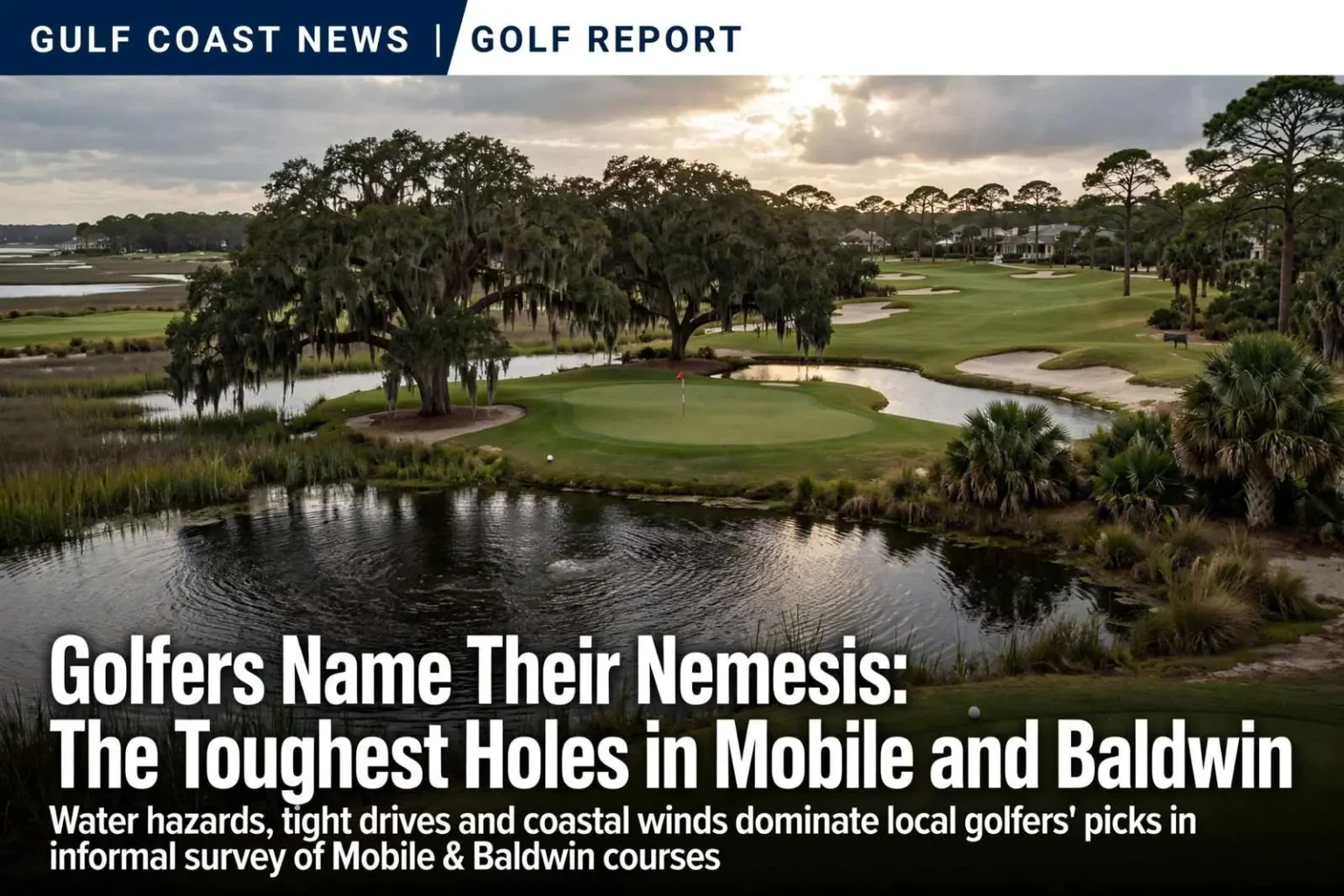 Illustration for the news story: Golfers Name Their Nemesis: The Toughest Holes in Mobile and Baldwin